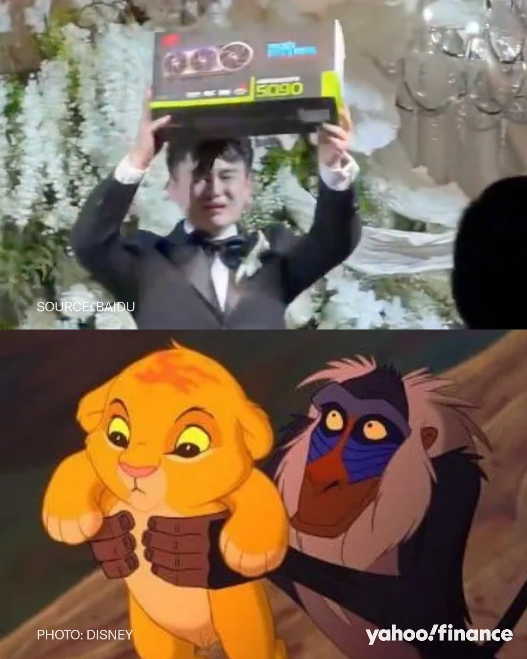 Groom Looks at New Nvidia RTX 5090 With Pure Devotion in Viral Wedding Meme