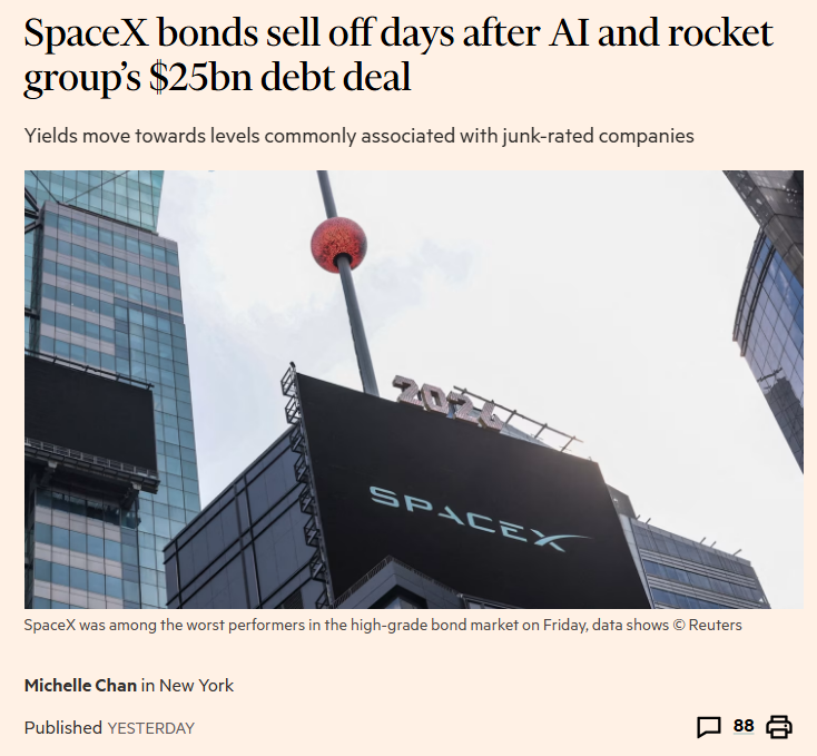 SpaceX bond yields are flashing risk
