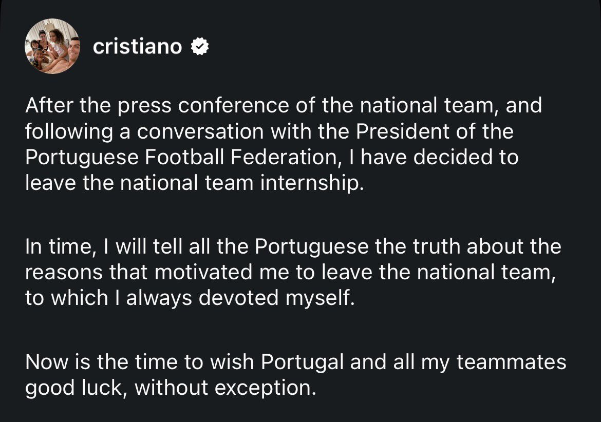 Cristiano Ronaldo Leaves Portugal National Team Camp Following Discussions