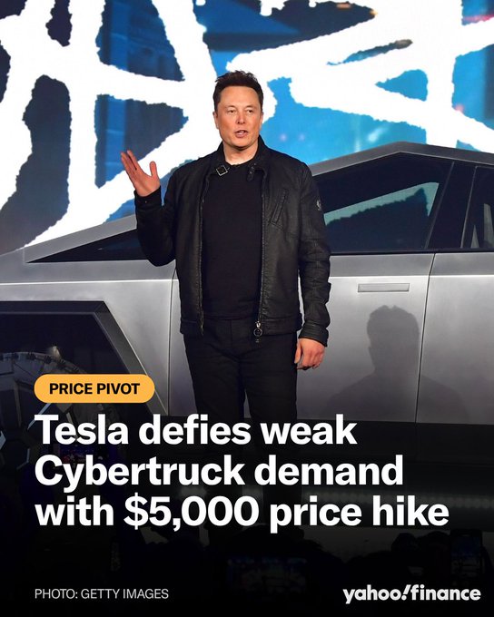 $TSLA Raises Cybertruck Prices Despite 32% Drop in U.S. Sales