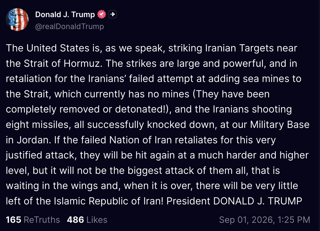 Trump warns Iran of stronger strikes if it retaliates