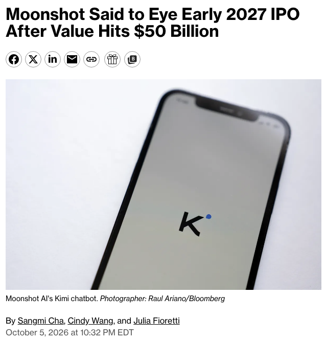 Moonshot AI Eyes Early 2027 Hong Kong IPO After Valuation Hits $50B