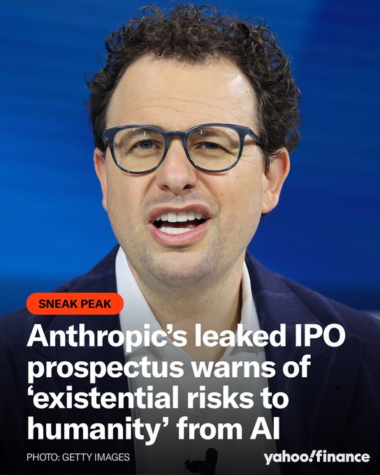 Anthropic Plans to Warn IPO Investors That Advanced AI Could Pose "Catastrophic or Existential Risks to Humanity"