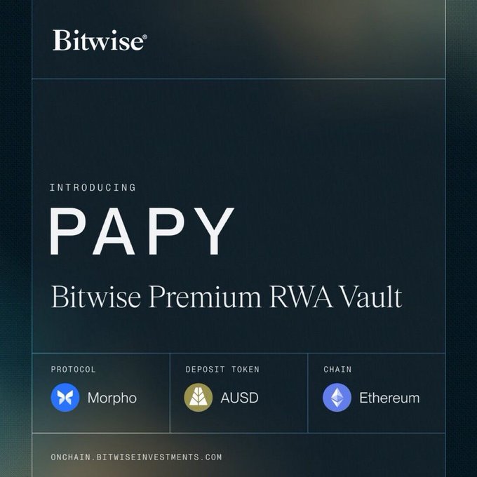 Bitwise Launches PAPY Real-World Asset Yield Vault on Morpho Protocol