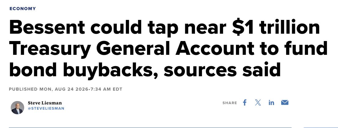 Treasury Could Tap $950 Billion Cash Pile for Bond Buybacks