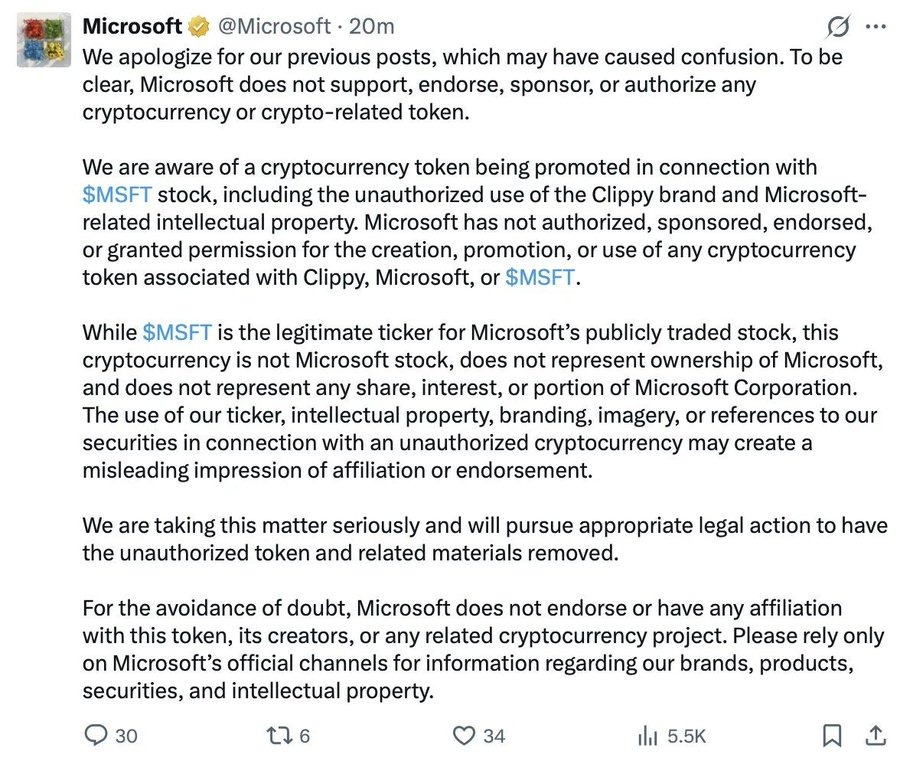 Microsoft X Account Hacked to Promote Clippy Meme Coin
