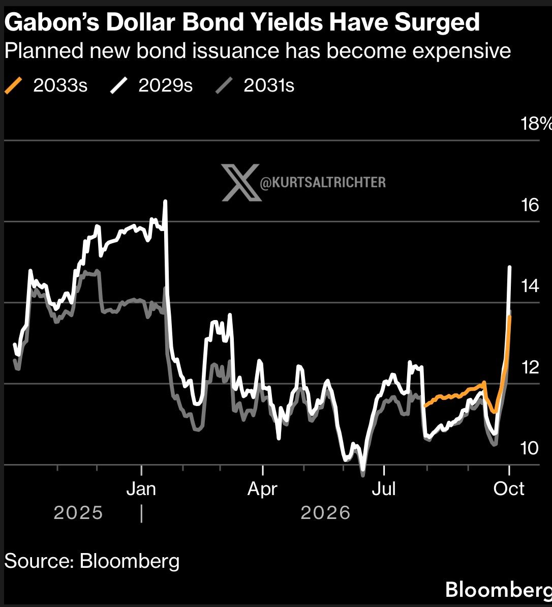 Gabon's Dollar Bond Yields Surge Toward 14% as Unpublished Audit Claims Public Debt Is Nearly a Fifth Lower