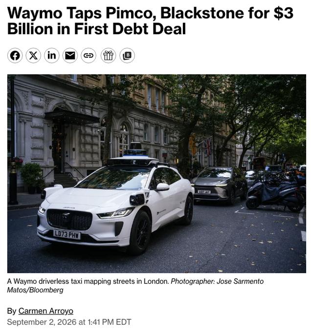 Waymo Enters Final Talks with PIMCO, Blackstone, and Sixth Street for First-Ever $3B Debt Financing