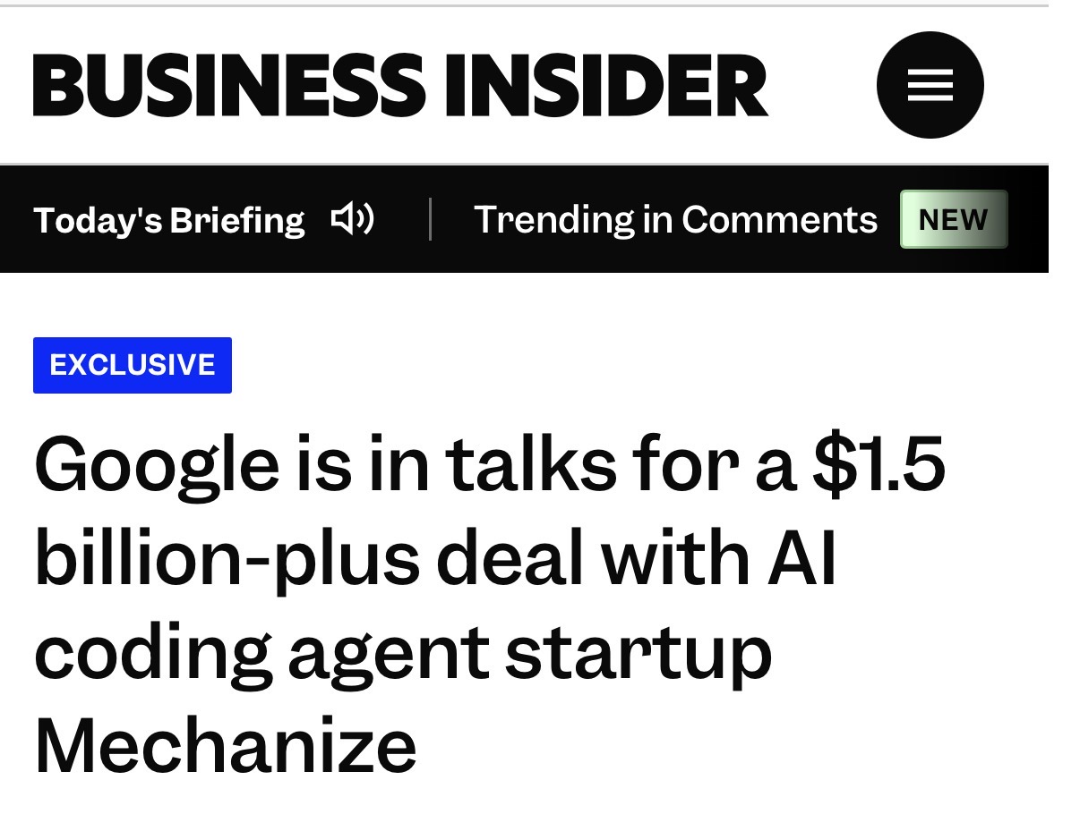 $GOOGL in Talks to Acquire AI Data Startup Mechanize for $1.5 Billion