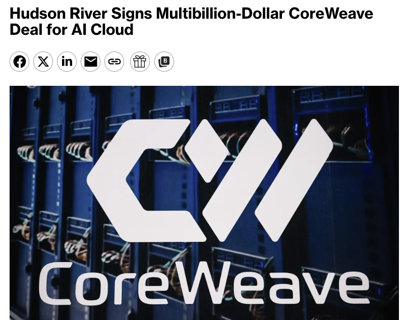CoreWeave signs major AI cloud deal with Hudson River Trading