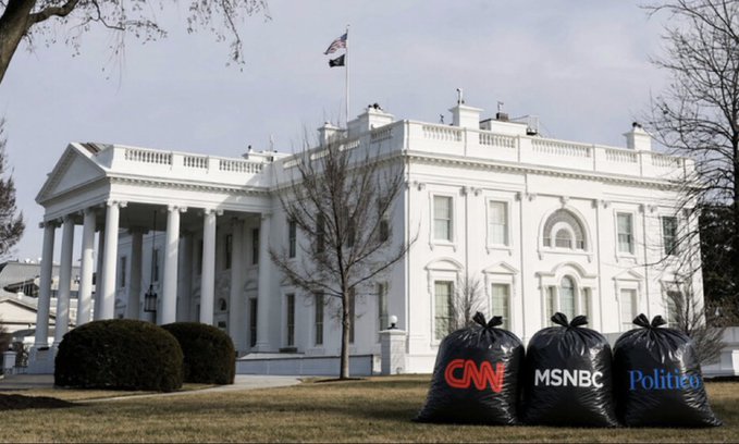 Trump Posts AI Image Depicting Banned News Outlets as Trash Bags
