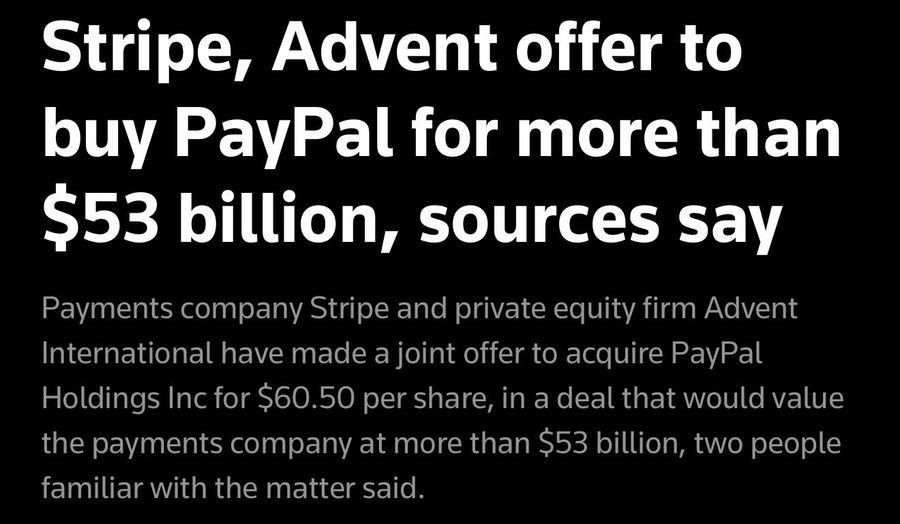 Stripe and Advent reportedly bid for PayPal
