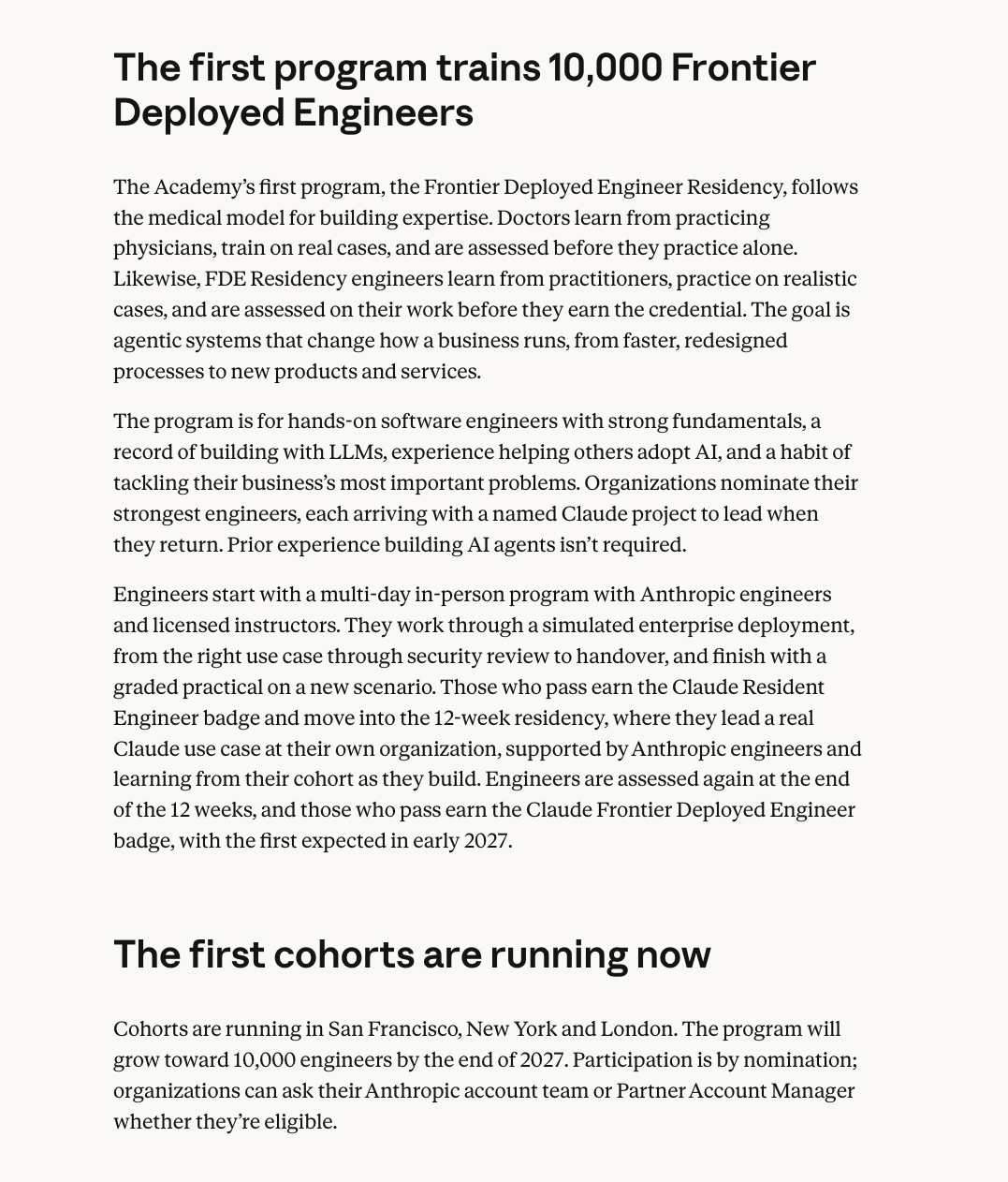 Anthropic Launches $100M Claude Frontier Academy to Train 10,000 Enterprise Engineers