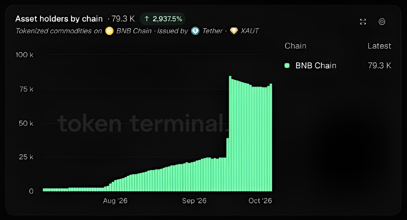 MARKET: Tether's Tokenized-Gold XAUT Has 79.3K Holders on BNB Chain, Up Roughly 29x Over Three Months