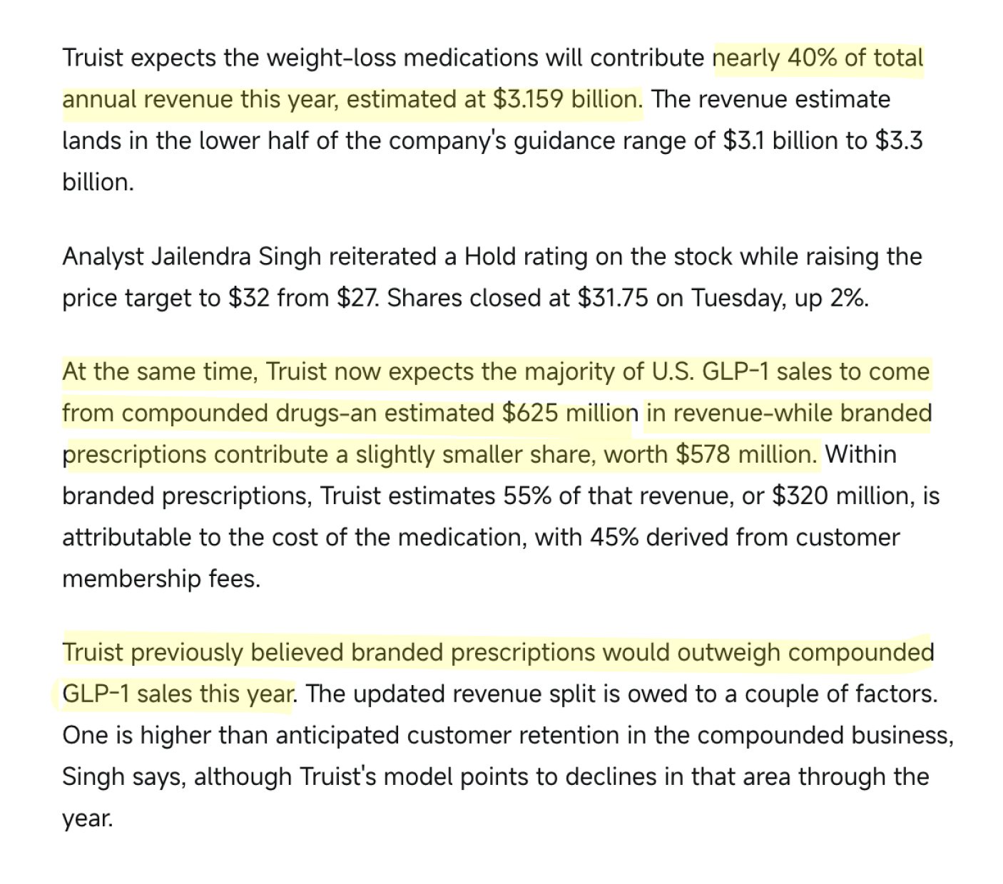 Truist Now Expects Compounded GLP-1s to Drive Most of Hims’ 2026 U.S. GLP-1 Revenue