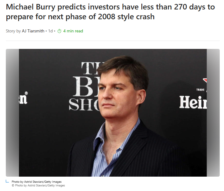 Michael Burry Warns Markets Are in 'Denial' Phase with 180 to 270 Days Before Major Crash Cycle