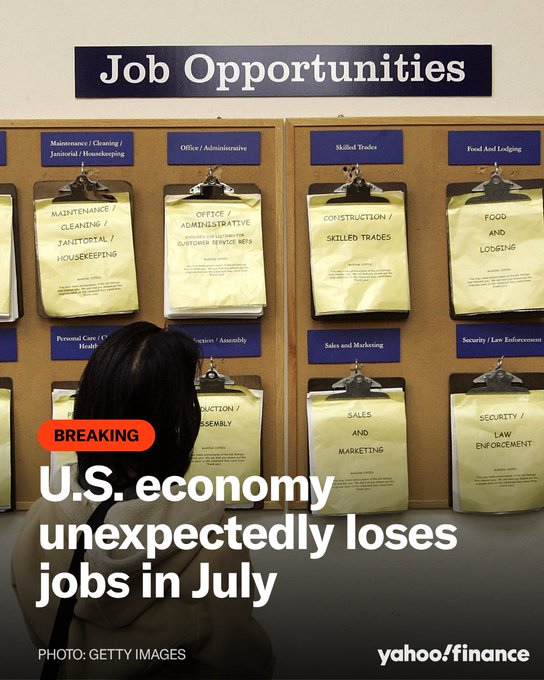 U.S. Economy Loses 23,000 Jobs in July as Unemployment Falls to 4.1%