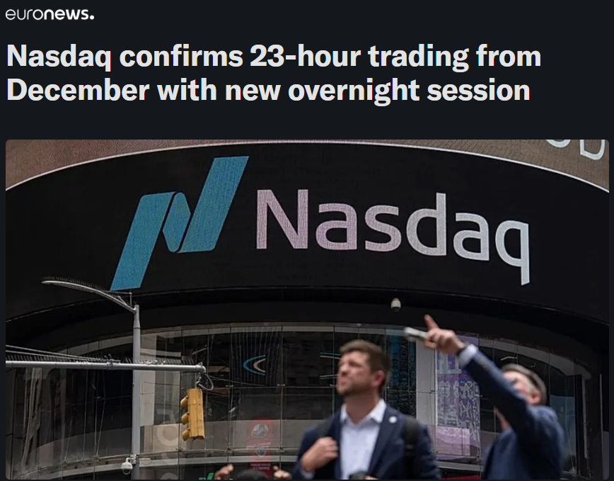 Are you ready for 23 hour trading days starting in December?

My guess is this will be a test bed for 24/7 trading which may be closer than you think.