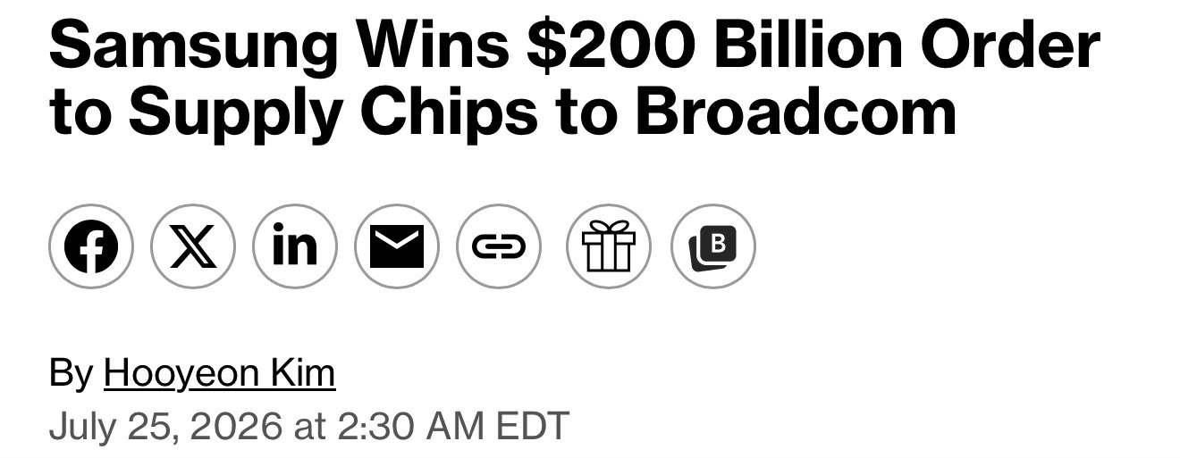 Samsung Secures More Than $200 Billion Chip Deal From Broadcom