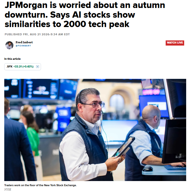JPMorgan warns the AI boom resembles the Dot-Com era
